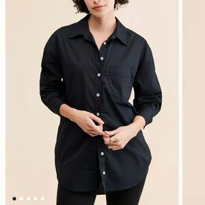 Anthropologie - Maeve The Bennet Buttondown Shirt - XS Black Office Workwear